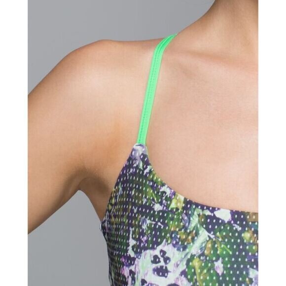 Lululemon Dancing Warrior Tank Floral Sport White Multi / Pistachio Size 8 - Picture 2 of 11